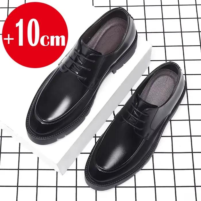 Chaussures pour hommes 8-10 cm hauteur augmentant chaussures en cuir de haute qualité décontracté Oes évider chaussures en cuir chaussures habillées d'affaires pour hommes