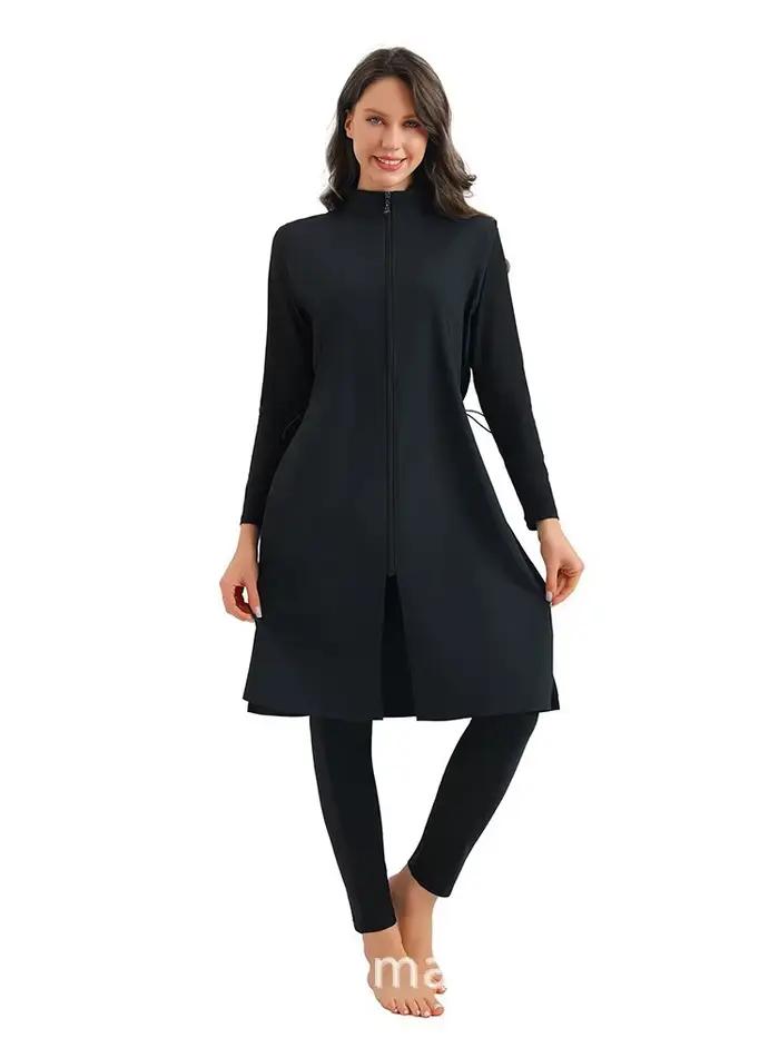 Musulman modeste Burkini femmes à manches longues maillot de bain imprimé couverture complète