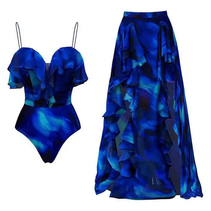 Nouveau maillot de bain imprimé avec couverture femmes