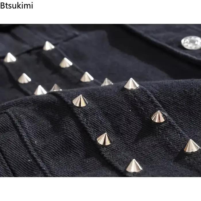 Grande taille 5XL 6XL hommes Denim gilet Punk Rock Rivet Cowboy noir jean gilet mode hommes moto sans manches jean veste