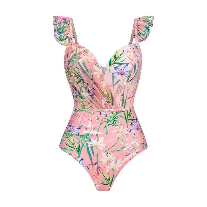 Femmes maillots de bain été imprimé fleuri col en v maillot