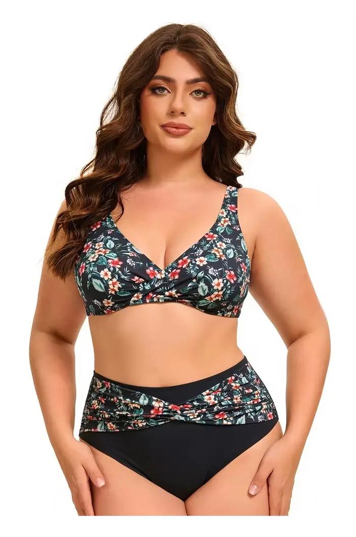 Ensemble bikini 2 pièces taille haute pour femmes grandes tailles