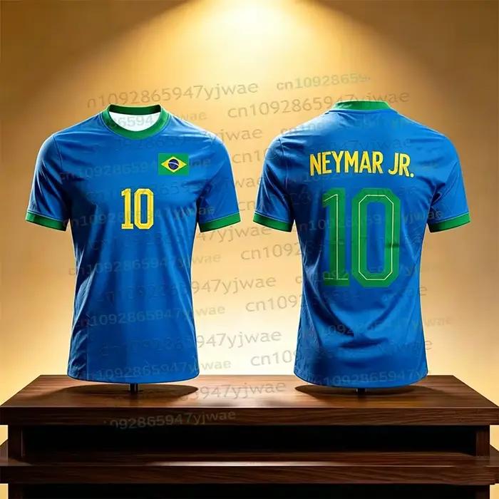 Maillot de football imprimé en 3D Neymar & VINI JR pour hommes et femmes, mode estivale, sport, séchage rapide, respirant, manches courtes, t-shirts de football