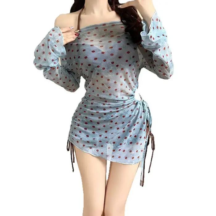Maillot de bain trois pièces à manches longues pour femme