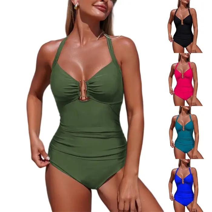 Maillot de bain une piece push up elegant amincissant decoupes torsade dos croise femme plage occasions speciales