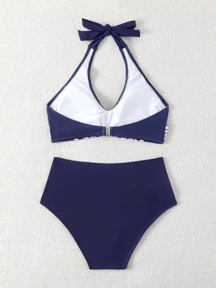Nouvel ensemble de bikini halter taille haute pour femme