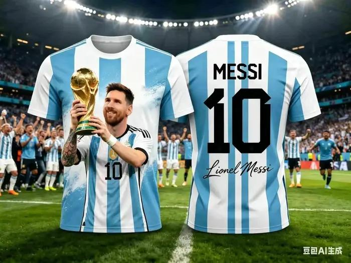 Messi 10 # Maillot de football national d'Argentine, T-shirt athlétique respirant à manches courtes pour les matchs sportifs, l'entraînement et les tenues quotidiennes des supporters