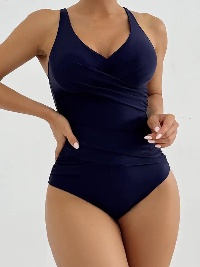 Nouveau Maillot de Bain Une Pièce Solide 2026 pour Femme Grande Taille