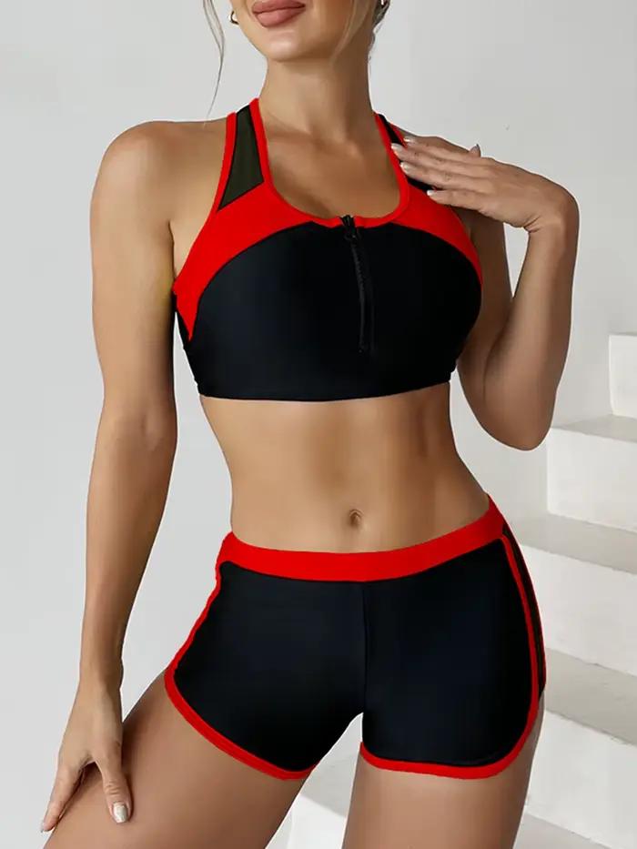 Ensemble bikini zippé 2026 deux pièces pour femme avec short