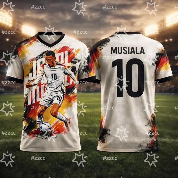 Maillot de football de l'équipe d'Allemagne 2026 MUSIALA – Tenue de match et d'entraînement – T-shirt de sport d'été pour homme, vêtements pour enfant, tee-shirt Y2K pour femme ﻿