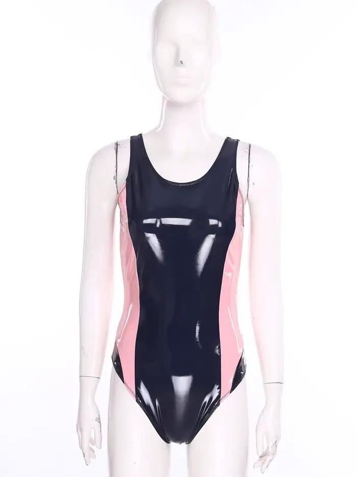 Maillot de bain une pièce en similicuir PU pour femme