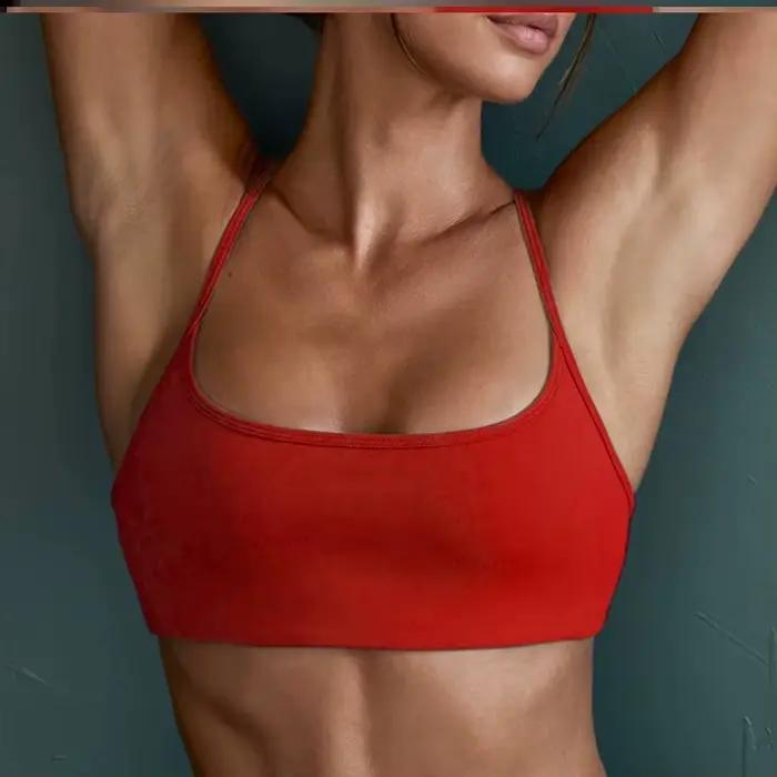 Soutien-gorge de sport dos croisé pour femme, résistant aux chocs, froncé, sexy, pour la gym, la course, le yoga, l'extérieur, confortable, vêtement de fitness estival