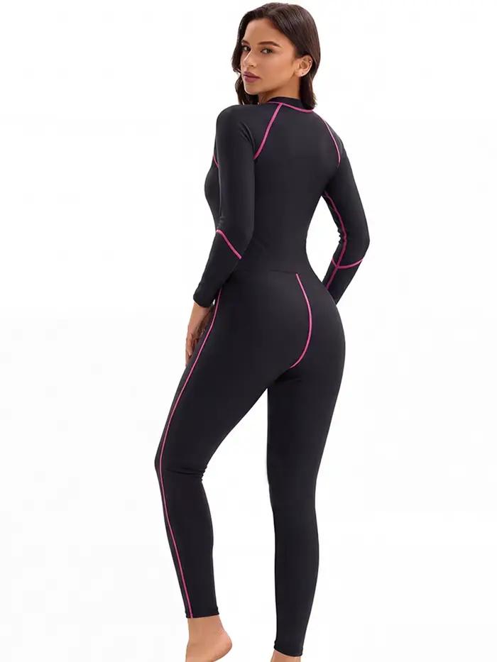 Nouveau Maillot de Bain Sportif 2026 à Manches Longues et Pantalon Long avec Fermeture Éclair pour Femme