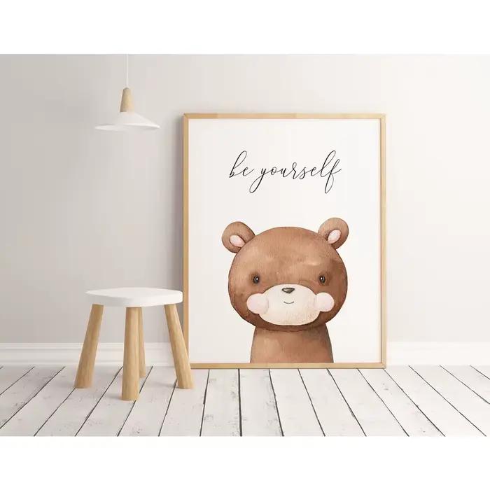 1 toile sans cadre, impressions pour chambre d'enfant, décor animalier, chambre de tout-petit, dessin animé mignon, citation inspirante, affiches sur toile