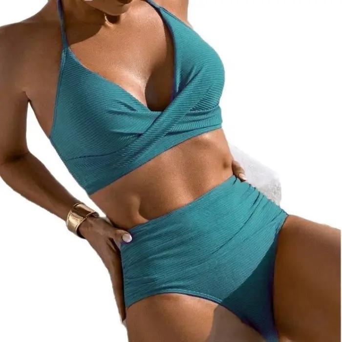 Maillot de bain noir femme taille haute effet ventre plat