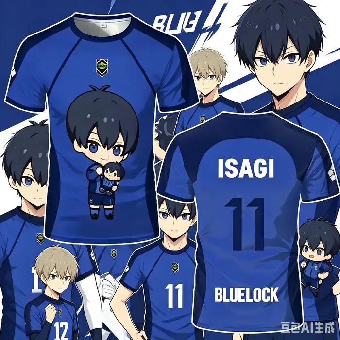 Maillot de Futsal Réplique Motif Blue Lock Anime Bastard Munich Été Homme et Femme T-shirt 3D Décontracté Sportif Haut