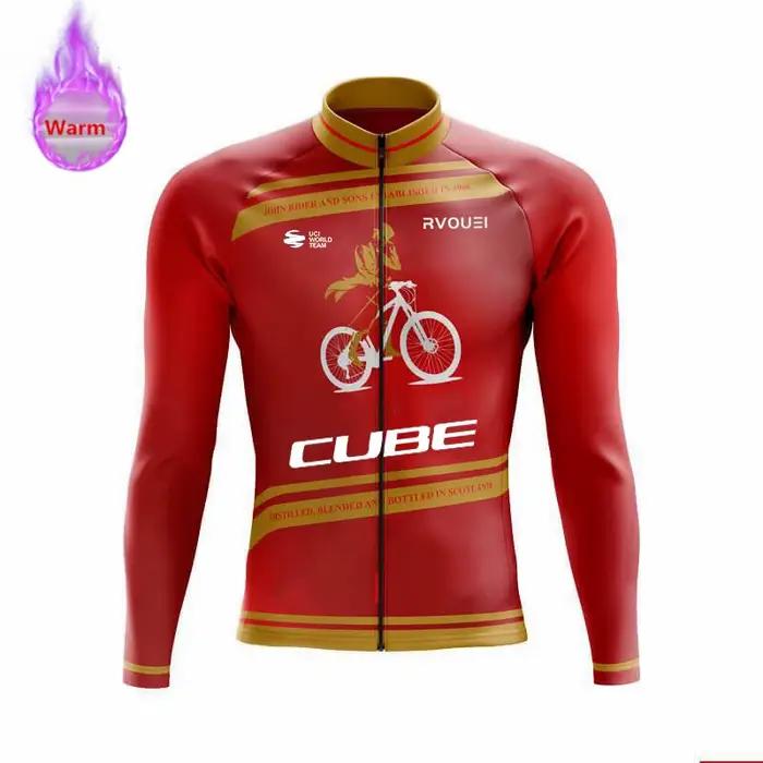 Hiver thermique polaire cyclisme maillot sport vélo Rvouei Cube Pro équipe montagne vélo vêtements Ropa Ciclismo Invierno Hombre