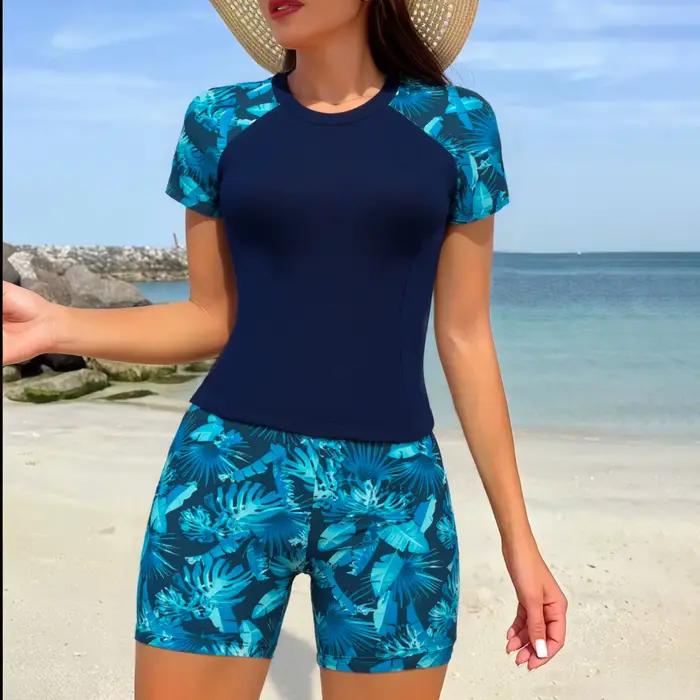 2026 manches courtes Tankini 2 pièces maillots de bain femme imprimé maillot