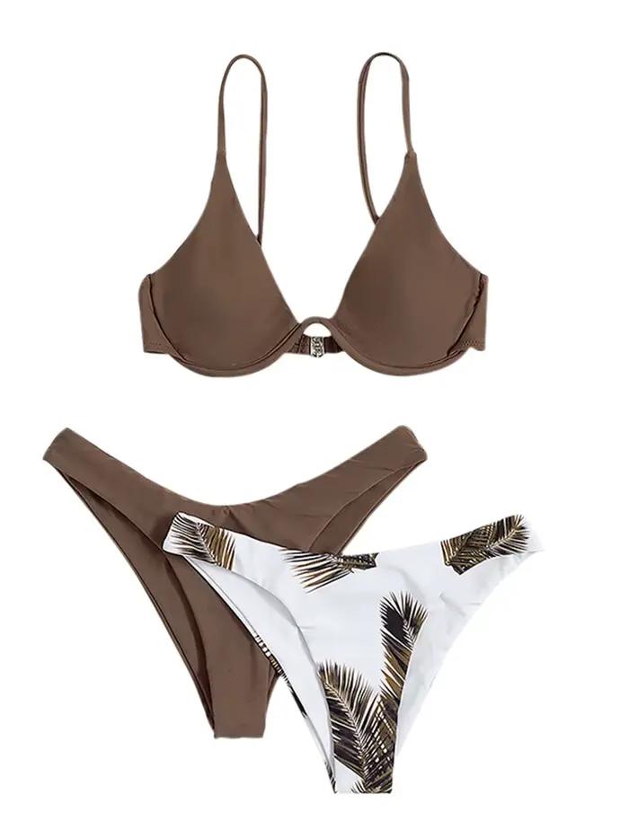 Bikini femmes maillot de bain 2026 nouveau solide imprimé fronde Bikinis ensemble Sexy string maillots