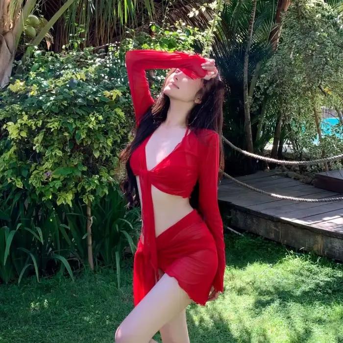 Ensemble de Bikini quatre pièces rouge Bali pour femmes