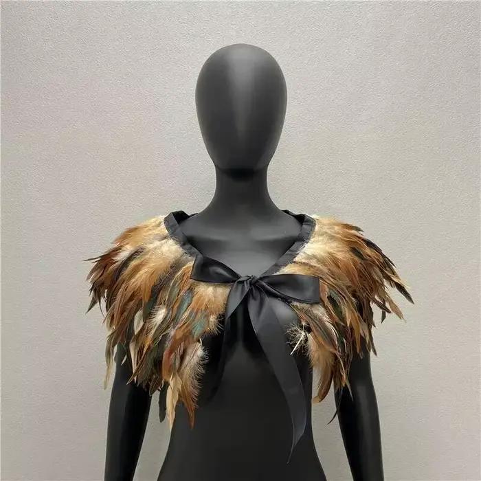 Écharpe gothique femmes châle vêtements accessoires trois couches plume Halloween écharpes concepteur de luxe femmes châles cou