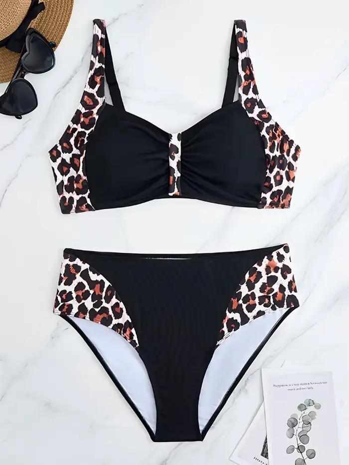 Maillot de bain deux pièces grande taille imprimé léopard 2026 pour femme
