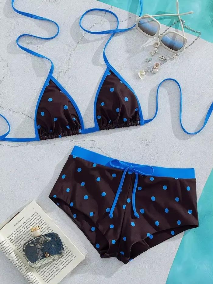Ensemble bikini brésilien à pois pour femme