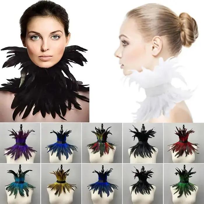 Accessoires de Cosplay Gothiques, Châle en Fourrure, Écharpe en Plumes, Décor d'Halloween