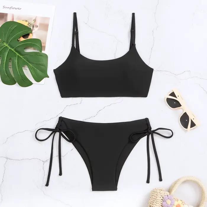 Maillot de bain noir deux pièces pour femmes