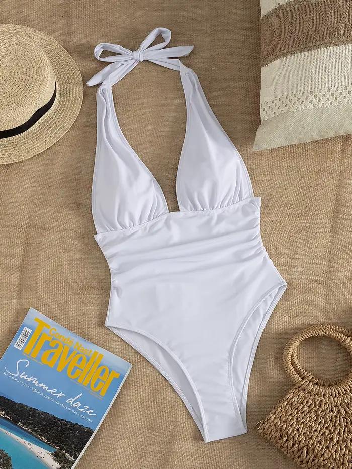 Maillot de bain une pièce blanc pour femme