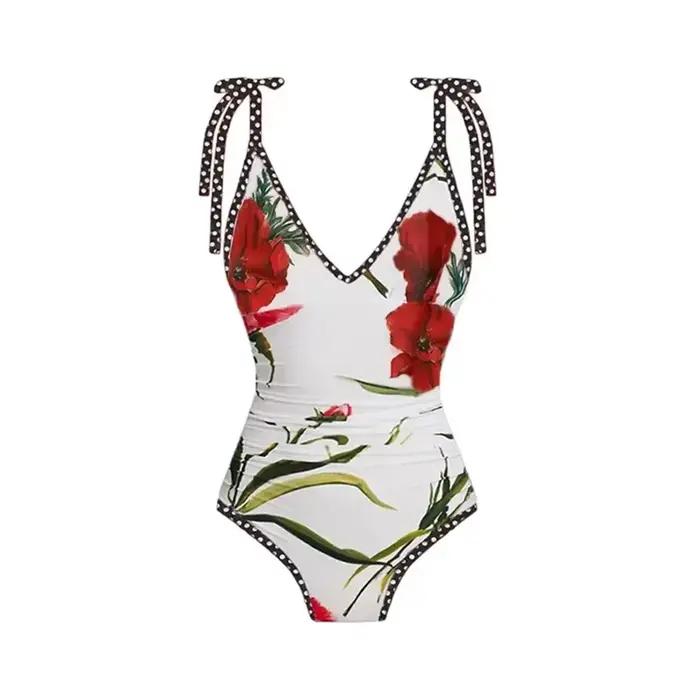 2025 nouveau 2 pièces femmes Bikini ensemble Push Up imprimé fleuri à volants Bikinis à bretelles maillot de bain