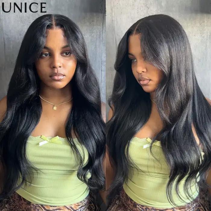 UNice 7x5 Bye-Bye Slip ™   Perruque Yaki Lisse Sans Colle avec Cordon Invisi, 100% Cheveux Humains, Prête à Porter