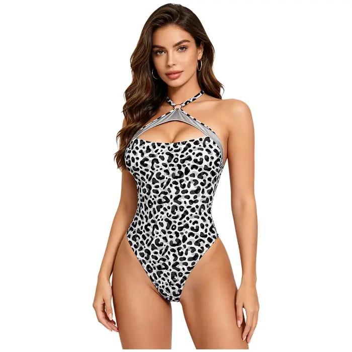 Maillot de bain une pièce imprimé léopard pour femme