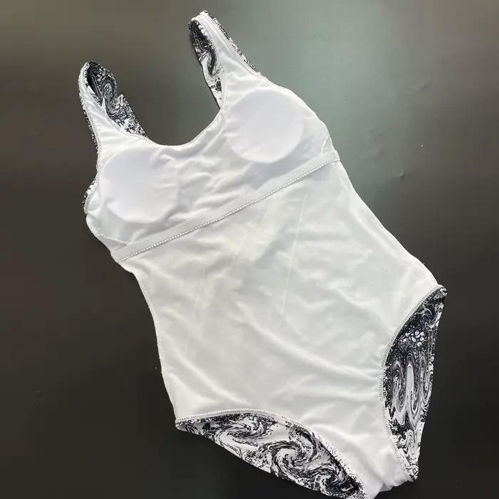 Maillot de bain une pièce sexy dos nu, coupe triangle, en nylon à motif floral, avec coussinet de poitrine, sans armatures