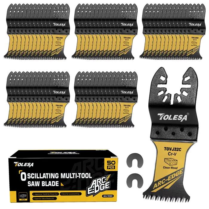 TOLESA 3/50 pièces jeu de lames de scie oscillantes à bord d'arc lames multi-outils oscillantes à dents japonaises pour bois plastique coupe propre