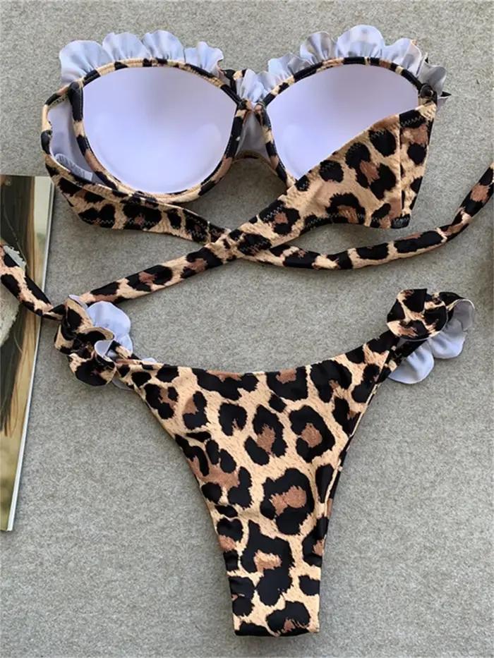 Maillot de bain sexy imprimé animal léopard