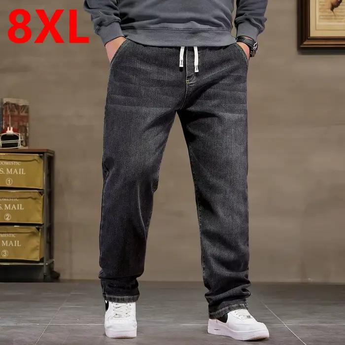 Jean grande taille homme ample droit automne homme haute élasticité père pantalon 44 46 48 jean pour homme 7XL 6XL 5XL 8XL