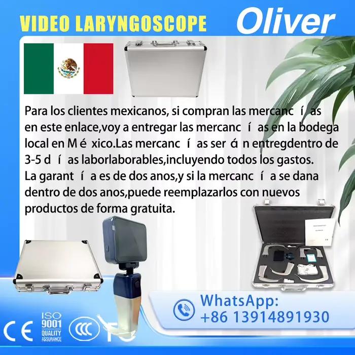 Laryngoscope vidéo d'anesthésie à écran tactile HD de 3.5 pouces, lames stérilisables réutilisables, 6 tailles pour l'anesthésie, expédition rapide au mexique