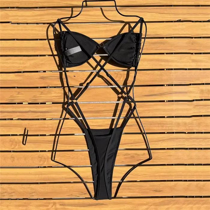 Maillot de bain micro bikini rose à sequins brillants