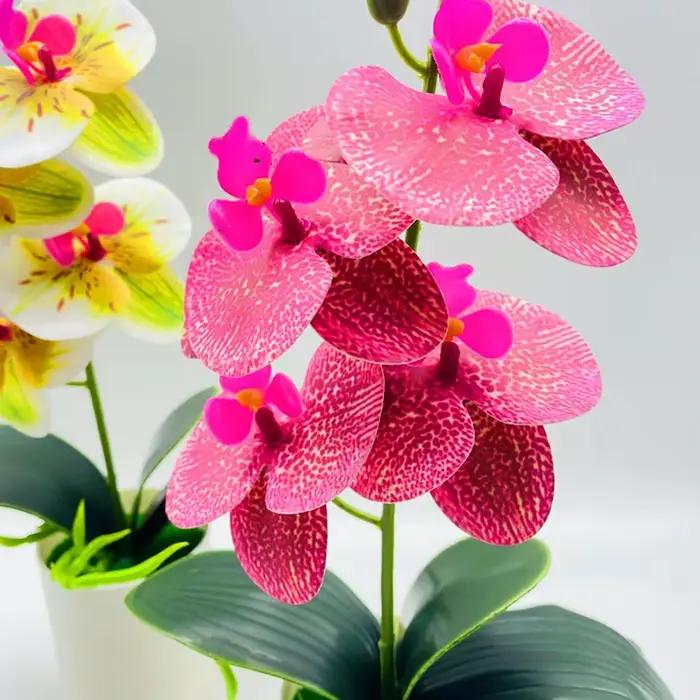 Plante Artificielle Phalaenopsis de 37x18cm, Orchidée Papillon Réaliste, Fleur en Pot d'Extérieur et d'Nik, Bonsaï pour délégations