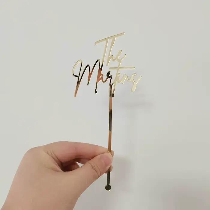 Bâtonnets de calligraphie personnalisés, 100 pièces, agitateurs de clics de nom personnalisés, accessoires de barre, centre de table de mariage