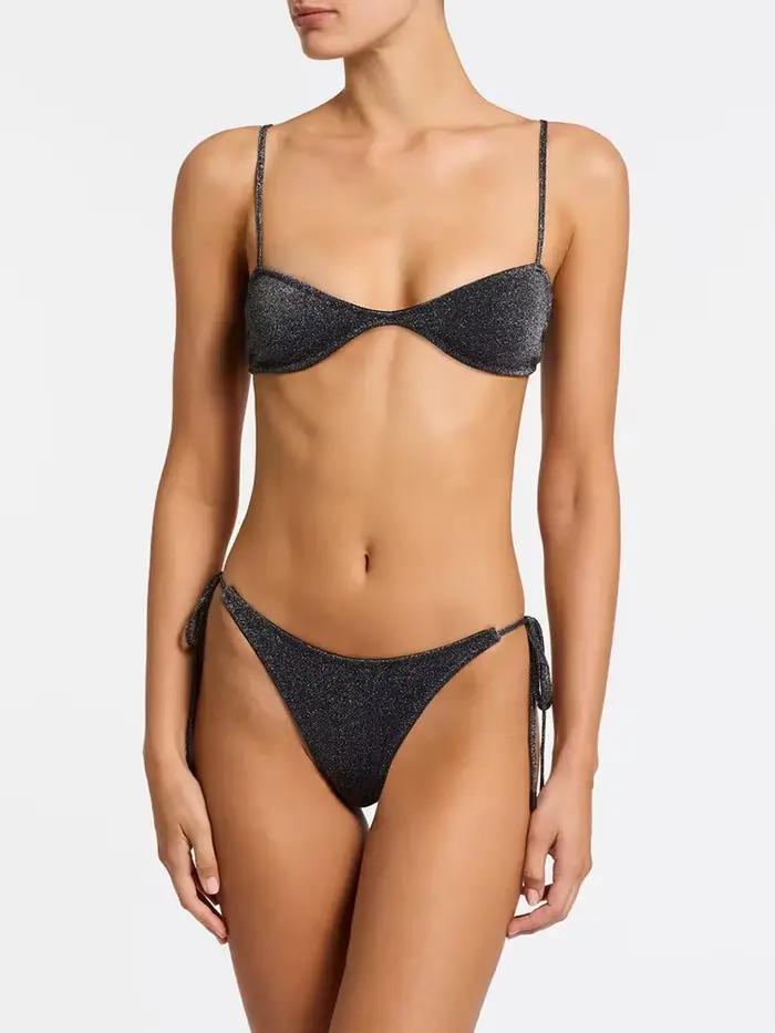 Maillot de bain noir brillant pour femmes