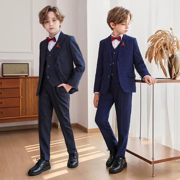 Costume de mariage pour enfant garçon de 1 à 14 ans, ensemble de tenues pour adolescent, élégant, Costume de spectacle formel pour garçon, printemps-automne