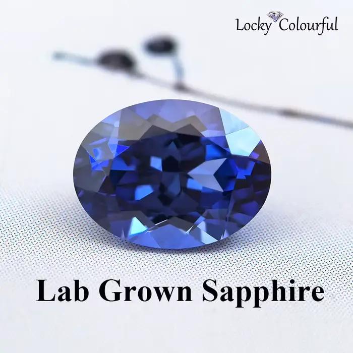 Saphir ovale de laboratoire bleu royal, pierre précieuse non montée pour bijoux, certificat AGL sélectionnable