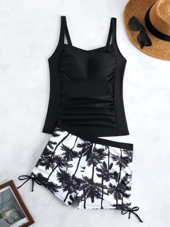 Maillot de bain deux pièces pour femmes 2026 nouveau maillot de bain uni à bretelles tankini d'été cache-ventre short noir tenue de plage occassions estivales泳中的回答被转换为了与游泳衣相关的HTML格式内容，包括吸引顾客购买的描述、产品特性、保养建议、适用场合以及常见问题解答。最后提供了一个优化后的SEO标题，符合要求且吸引人。
