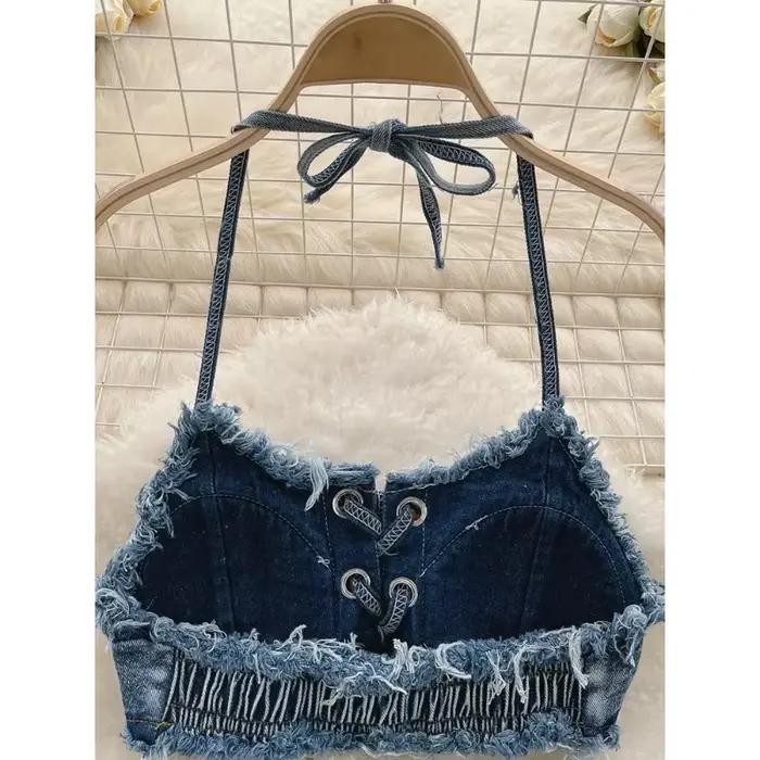 OIINAA maillot de bain femmes Sexy Denim costumes Bikini ensemble à lacets cordon maillots