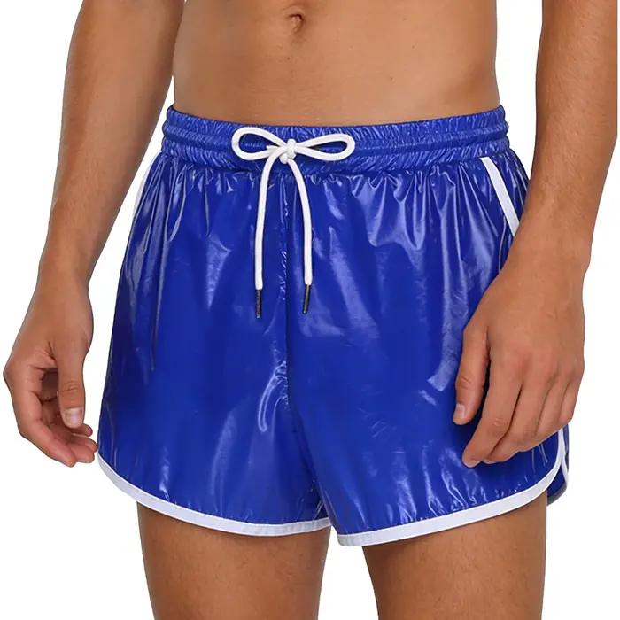 Maillot de bain pour homme avec cordon de serrage, coutures, poches, short de bain imperméable, short de bain à taille élastique, maillot de bain