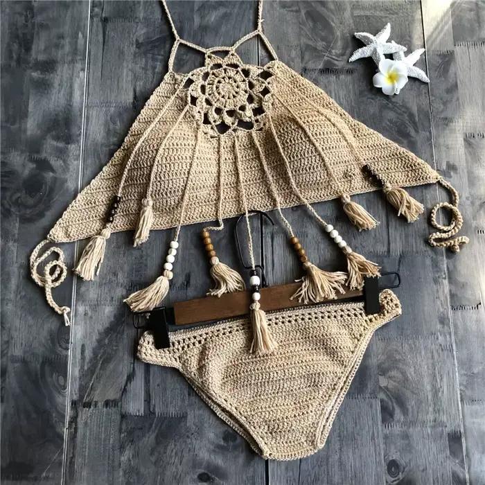 Women Knitted Swimwear Sexy Bikini 2pcs Swimsuit Female Push Up Brazilian Biquini Bathing Suit Thong Bather