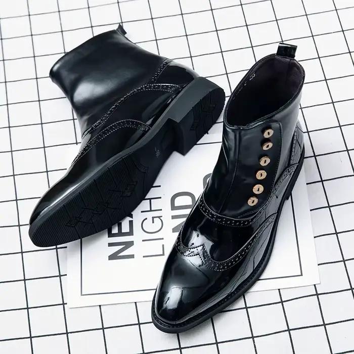 Mayba-Bottes mi-mollet en cuir pour hommes, faites à la main, haut, noir, vert, chaussures d'hiver, taille 38-46