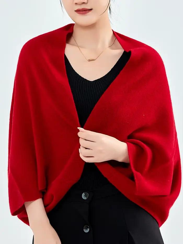 Cinz-Châle Rond à Deux Usages pour Femme, 100% Laine, Accessoires, Cape, Décontracté, Doux, Chaud, Confortable, à la Mode